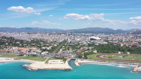 Marseille-south-district-velodrome-stadium-coastal-mediterranean-city-aerial